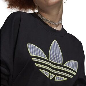 NWT Adidas Originals Womens Loose Sweatshirt with Gingham Trefoil - Medium